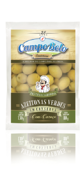 AZEITONA VERDE INTEIRA CAMPO BELO 30X80G