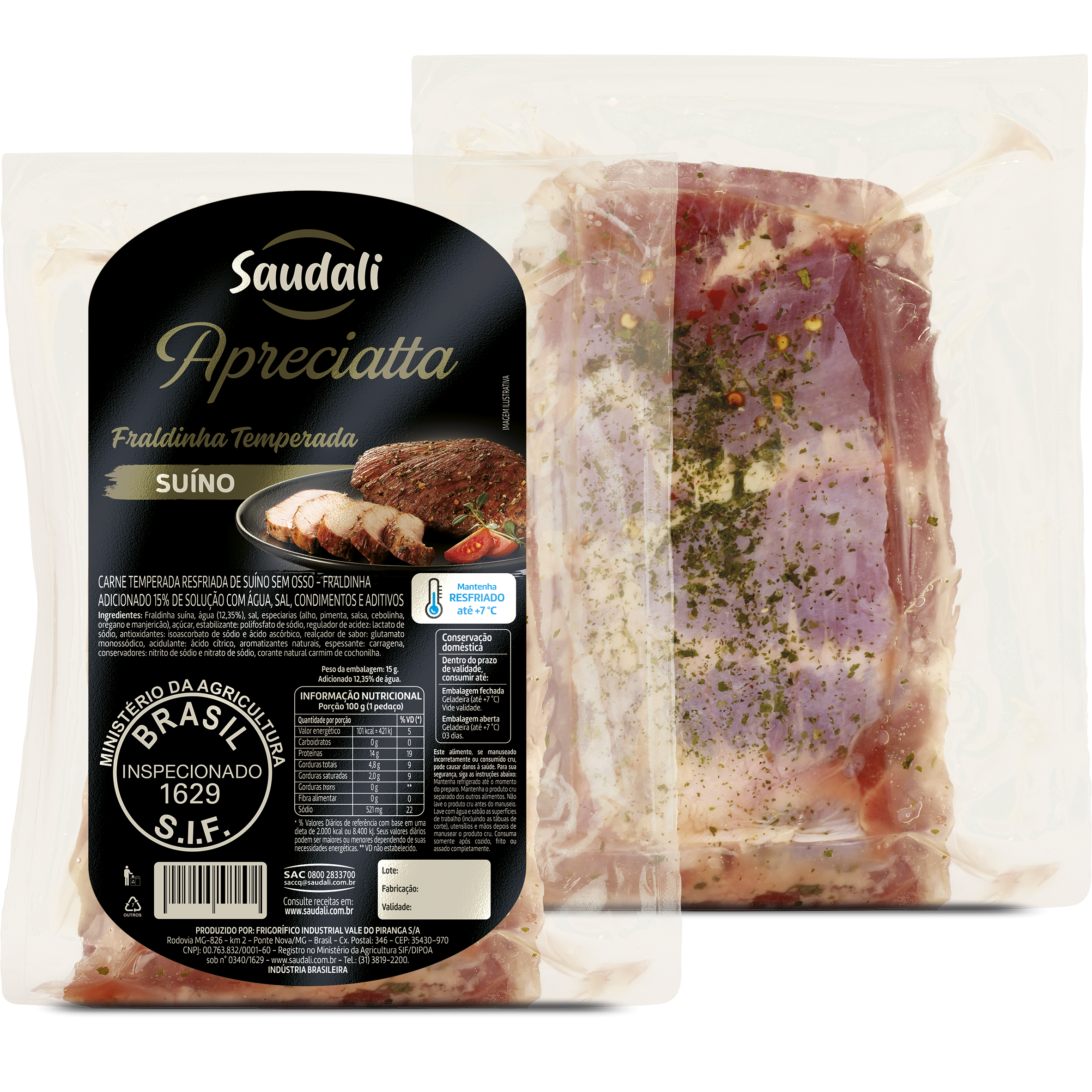 FRALDINHA SUINA SAUDALI TEMP.CONG.CX10KG