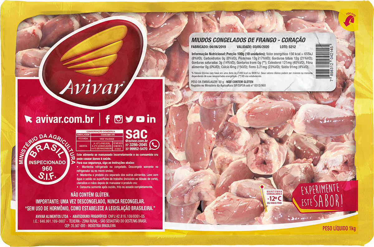 CORACAO FRANGO AVIVAR BDJ.1KG CX18KG